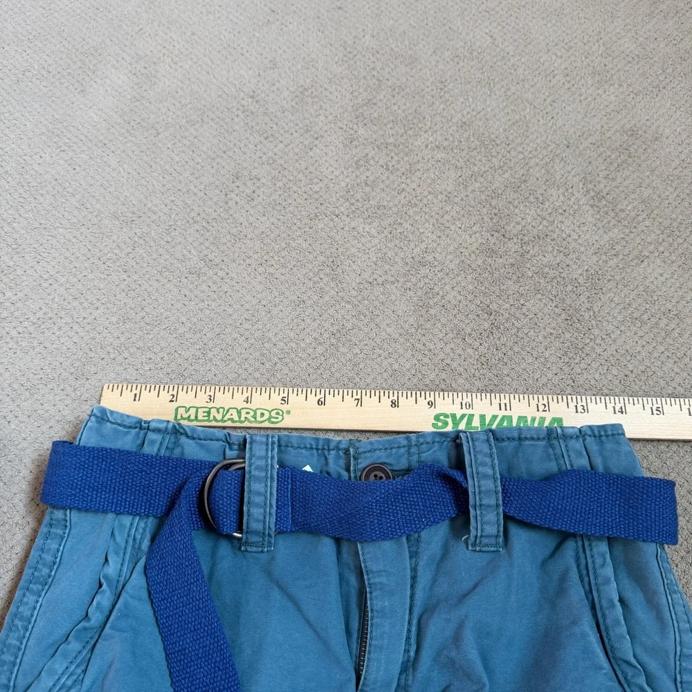 Vintage 2000s Aeropostale SoCal Surf Champs Blue Cargo Shorts Size 27 Belted